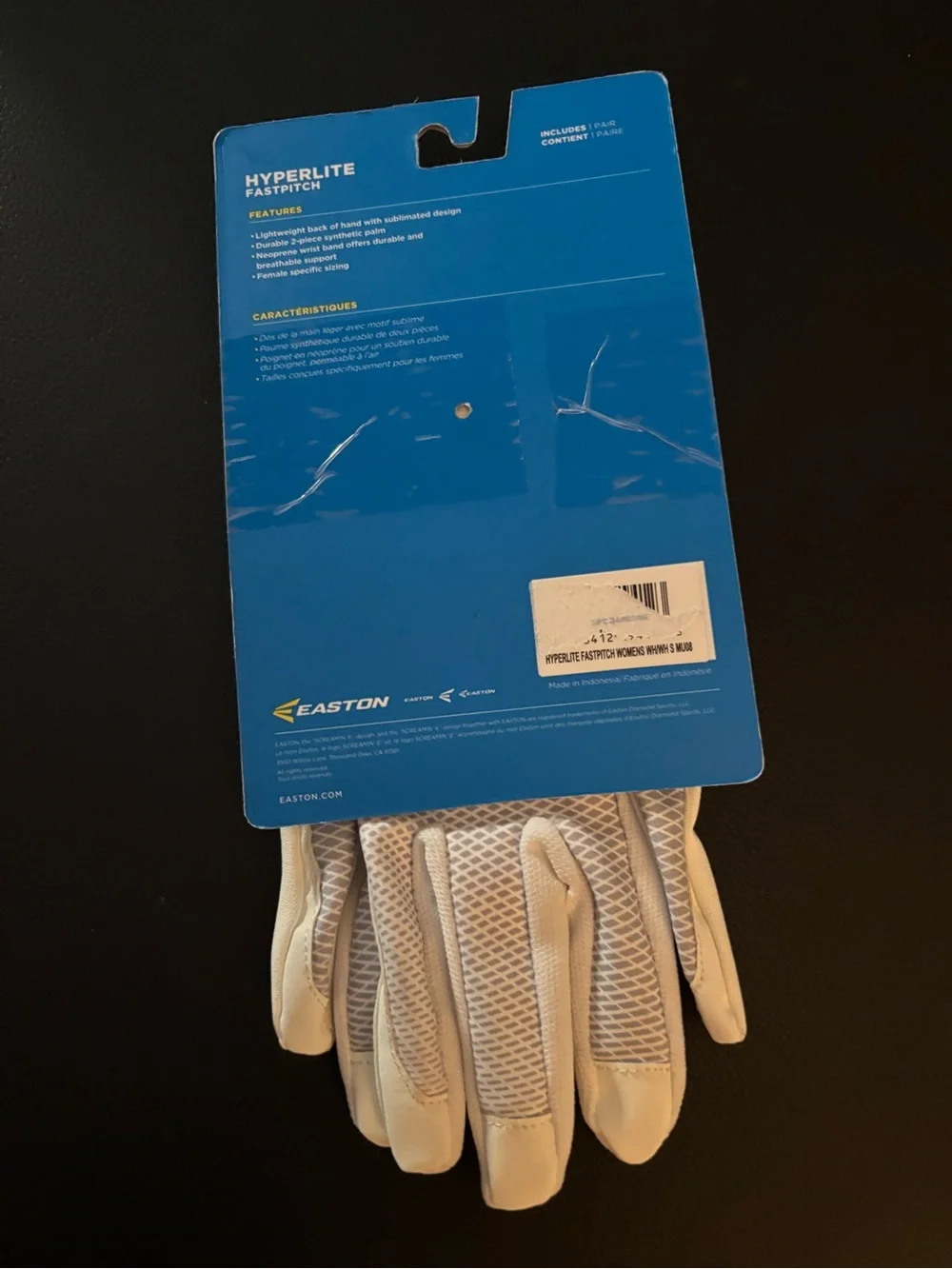 Easton White Hyperlite Women's Fastpitch Batting Gloves Size Small